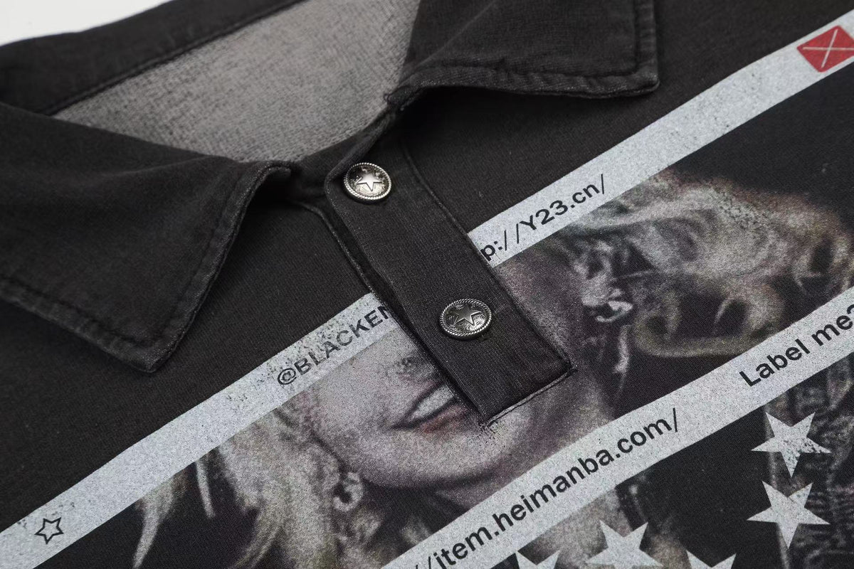 Madxmarx Vintage Graphic Polo Long Sleeve