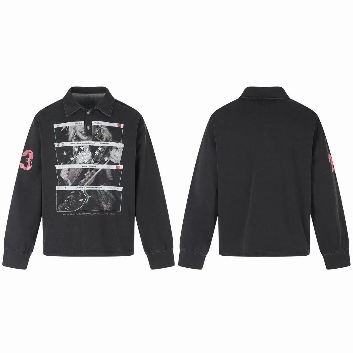 Madxmarx Vintage Graphic Polo Long Sleeve