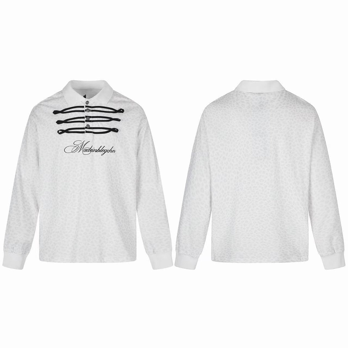 Madxmarx Leopard Jacquard Polo Long Sleeve