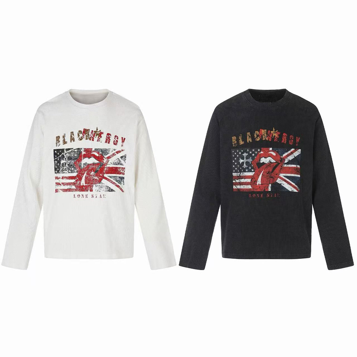 Madxmarx Vintage Graphic Waffle Long Sleeve Tee