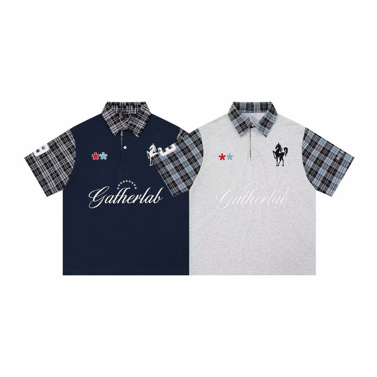 Madxmarx Plaid Sleeve Polo Shirt