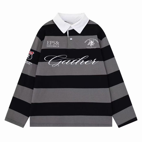 Madxmarx Striped Graphic Polo - M / Black
