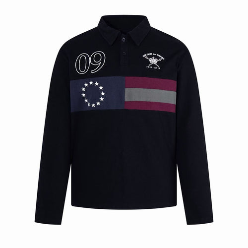 Madxmarx Embroidered Rugby Polo - M / Black