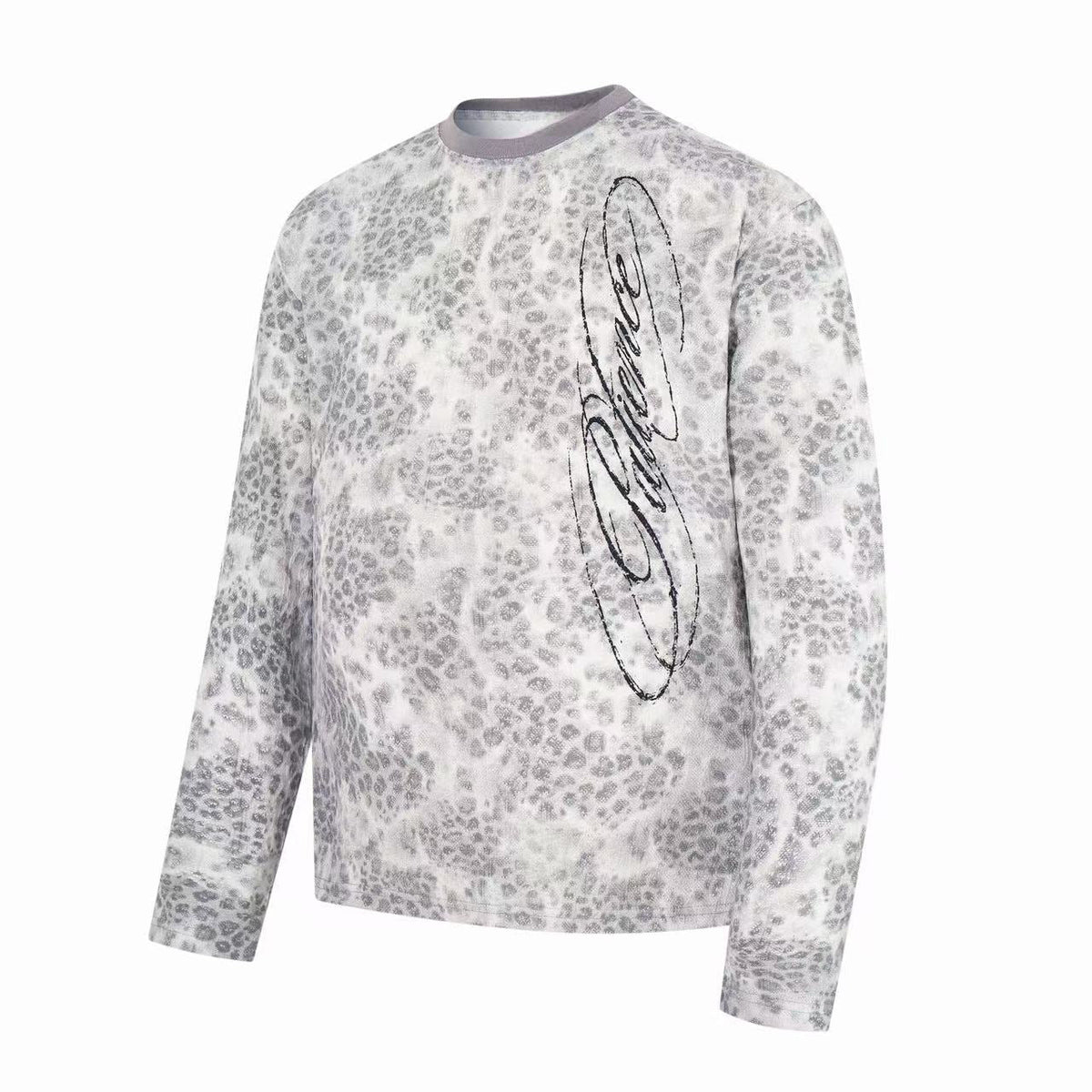 Madxmarx Distressed Reptile Print Long Sleeve Tee