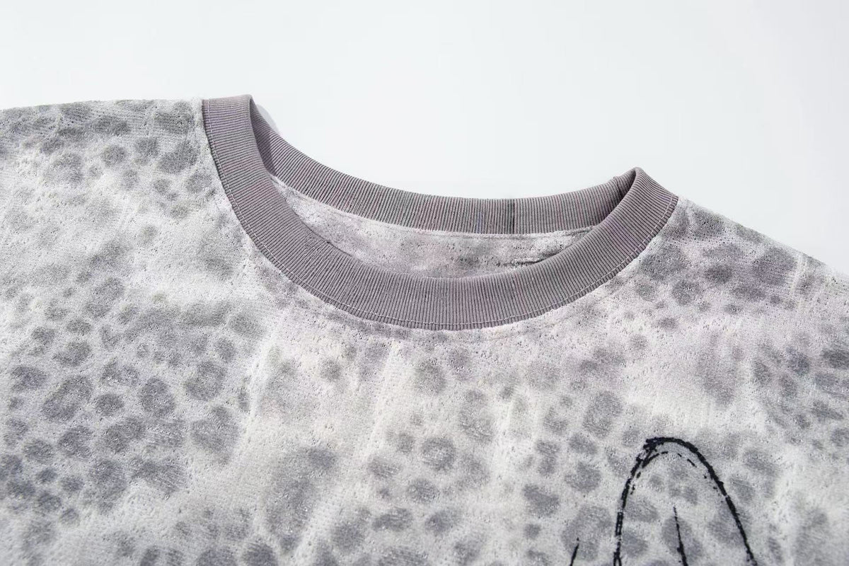 Madxmarx Distressed Reptile Print Long Sleeve Tee