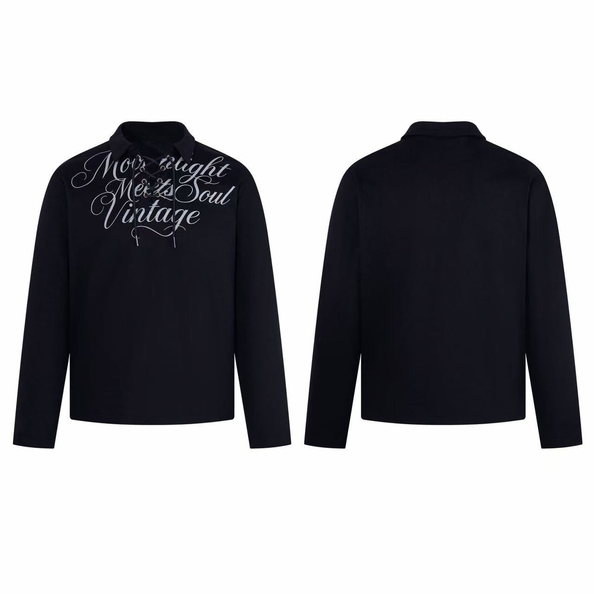 Madxmarx Lace-Up Graphic Polo Long Sleeve