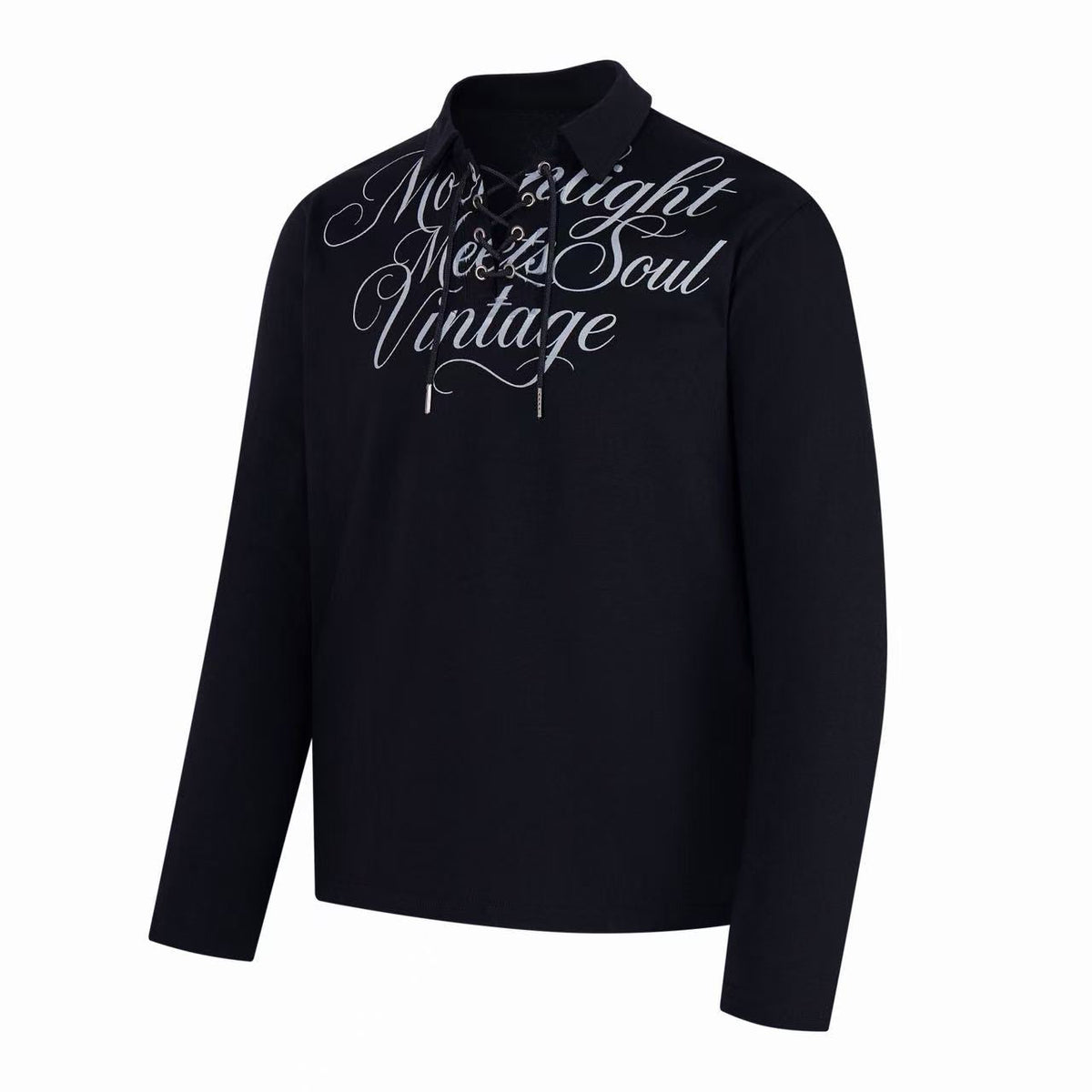 Madxmarx Lace-Up Graphic Polo Long Sleeve