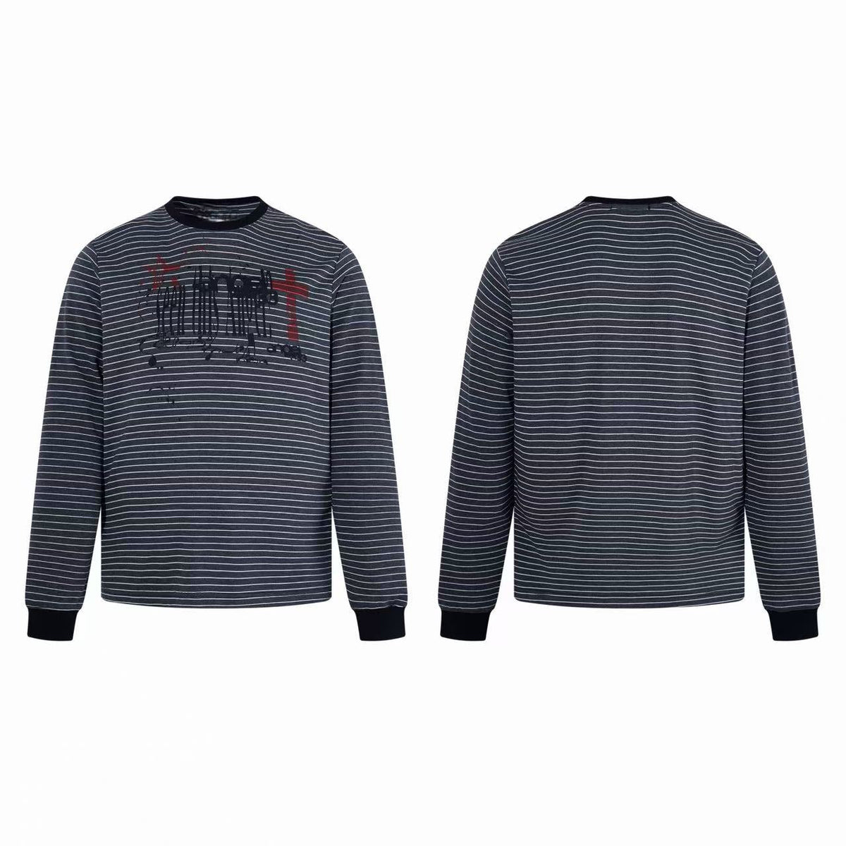 Madxmarx Striped Graphic Long Sleeve Tee
