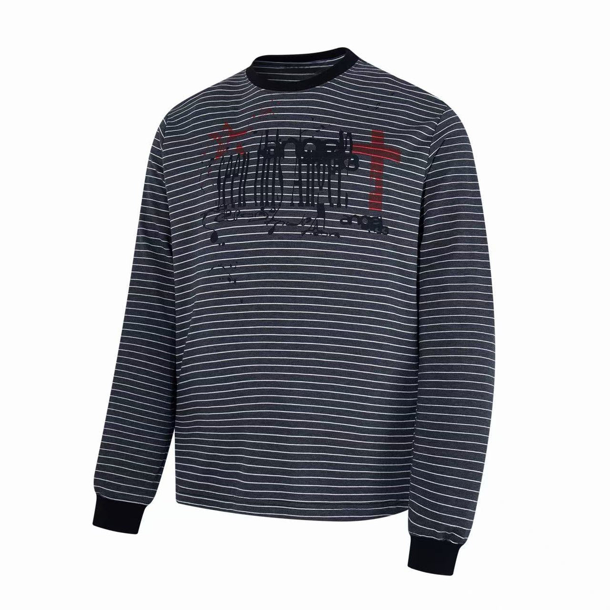 Madxmarx Striped Graphic Long Sleeve Tee