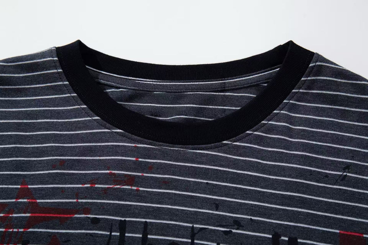 Madxmarx Striped Graphic Long Sleeve Tee