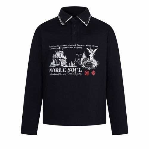 Madxmarx Noble Soul Graphic Polo Long Sleeve - M / Black
