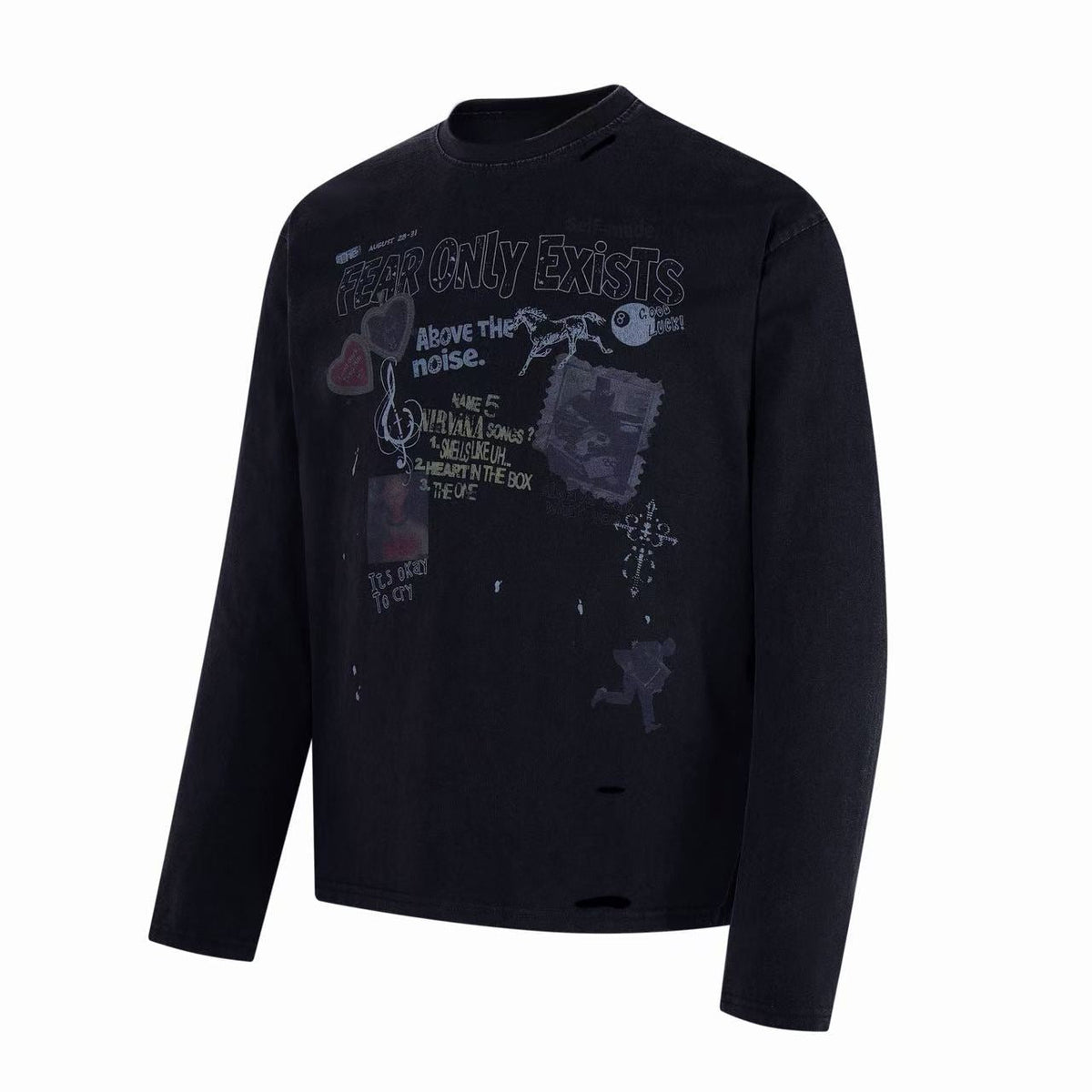 Madxmarx Fear Only Exists Distressed Long Sleeve Tee