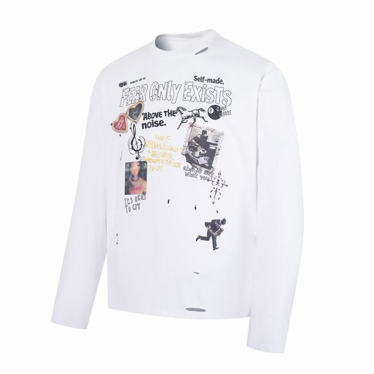 Madxmarx Fear Only Exists Distressed Long Sleeve Tee