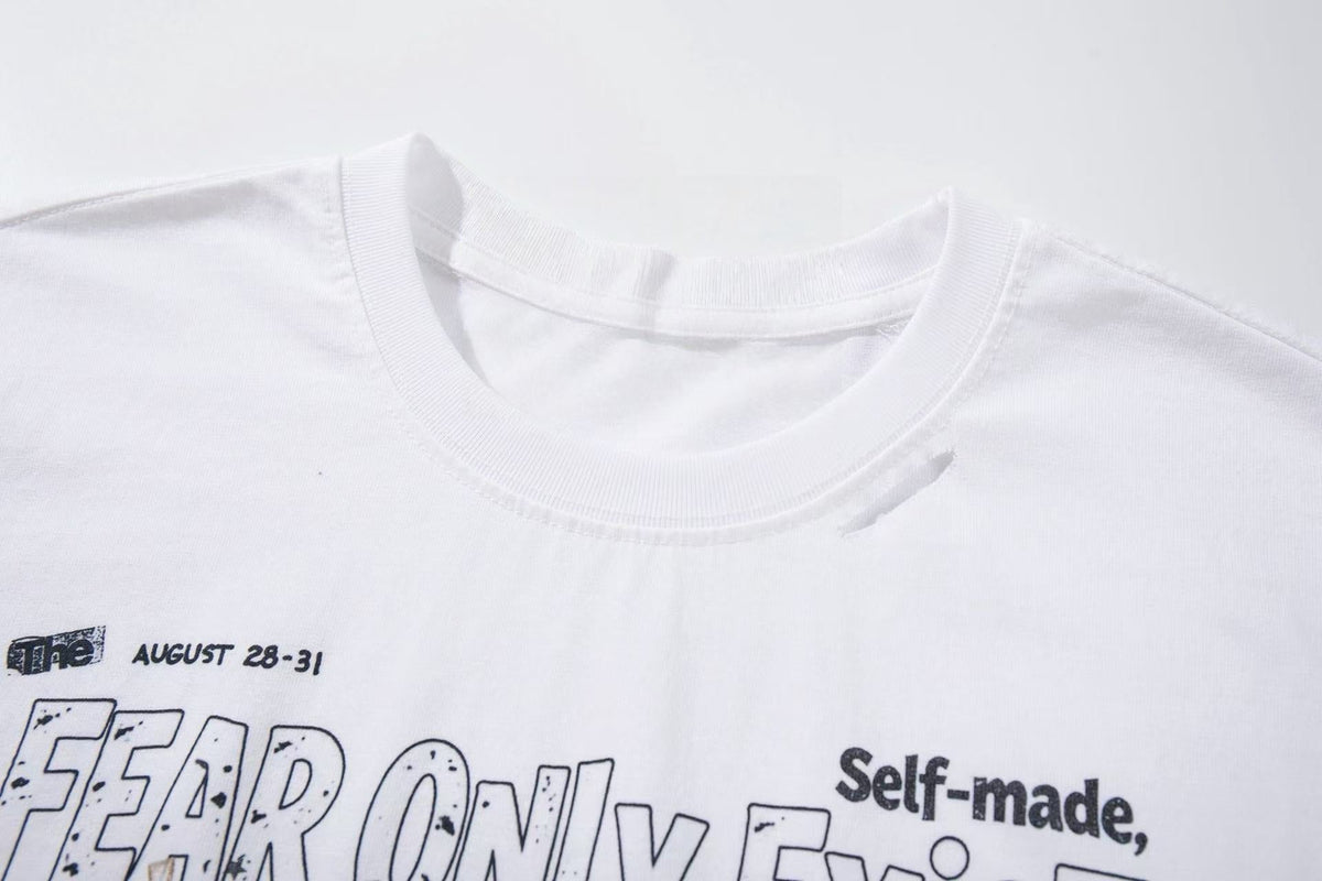 Madxmarx Fear Only Exists Distressed Long Sleeve Tee
