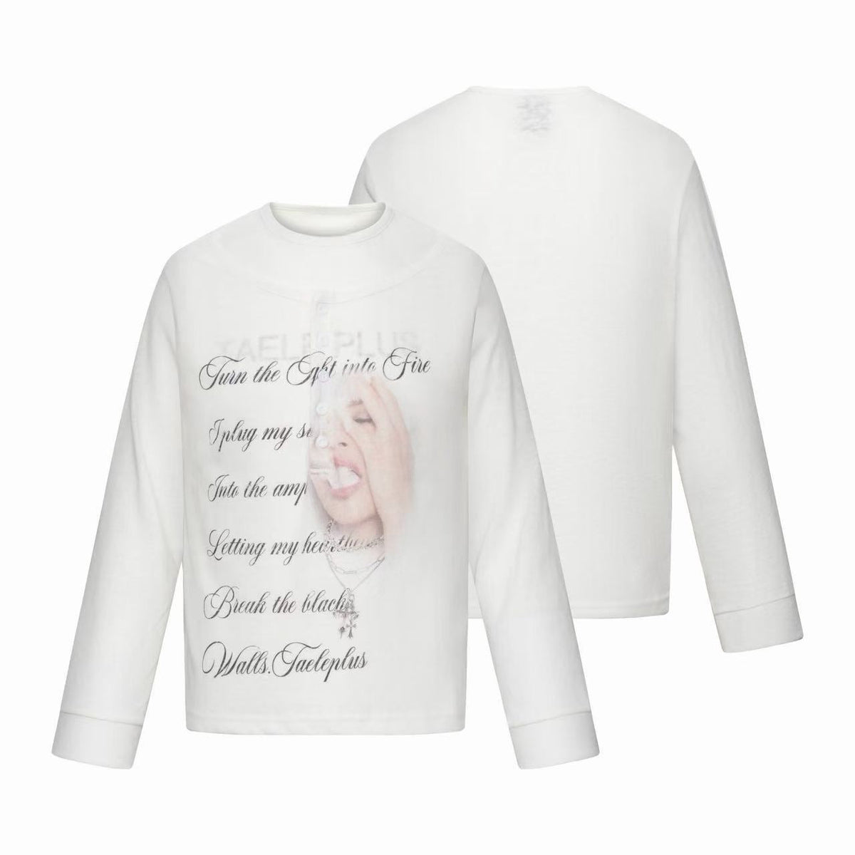 Madxmarx Faded Portrait Henley Long Sleeve Tee