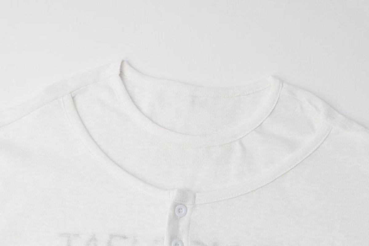 Madxmarx Faded Portrait Henley Long Sleeve Tee