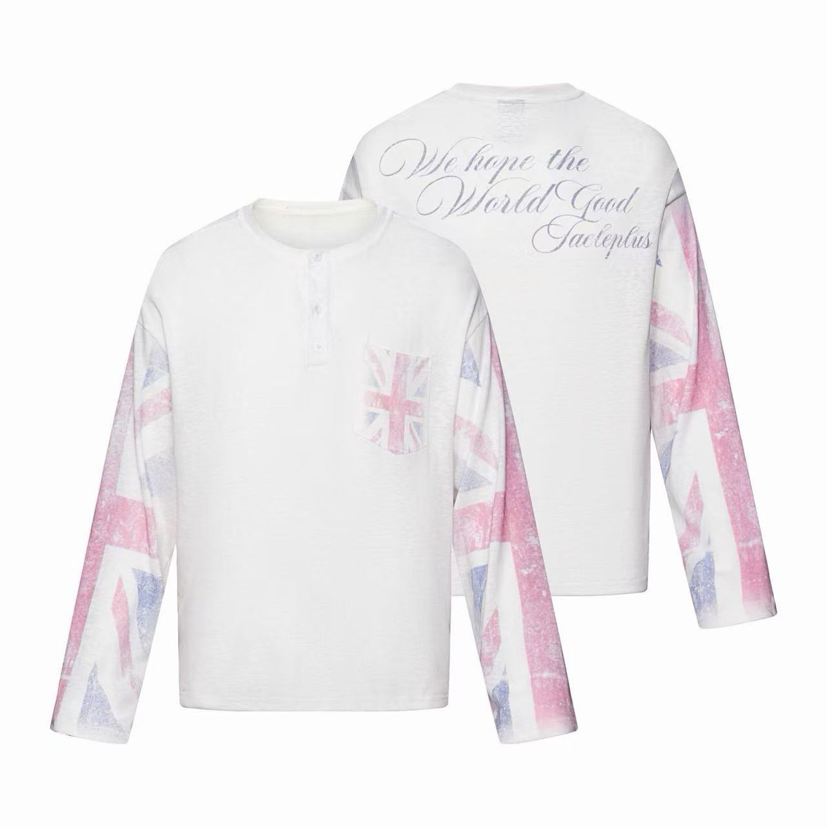 Madxmarx Union Jack Sleeve Henley Long Sleeve Tee