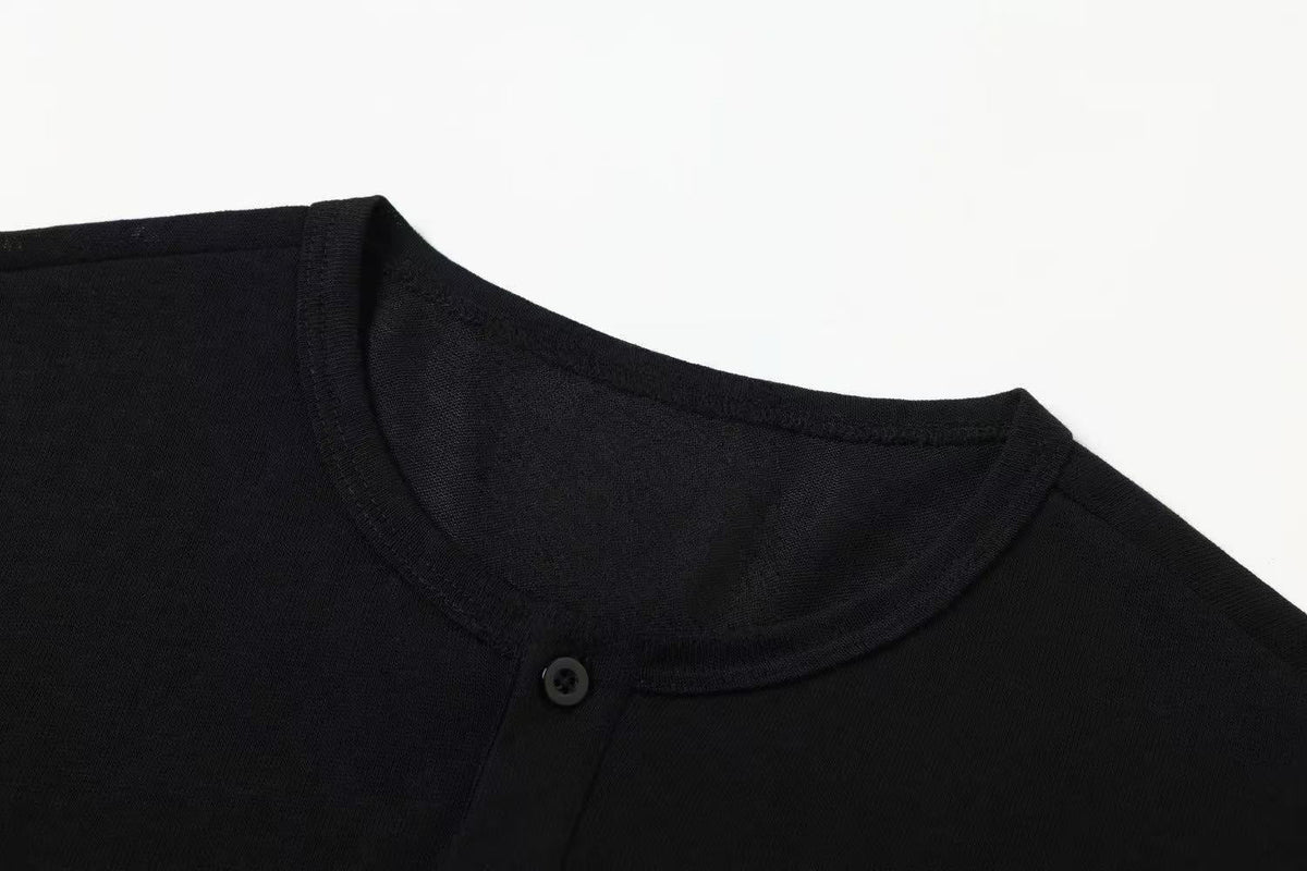 Madxmarx Vintage Sketch Henley Long Sleeve Tee