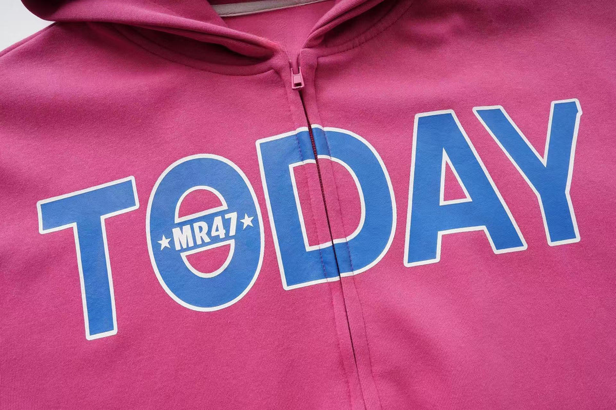 Madxmarx Today Graphic Zip-Up Hoodie