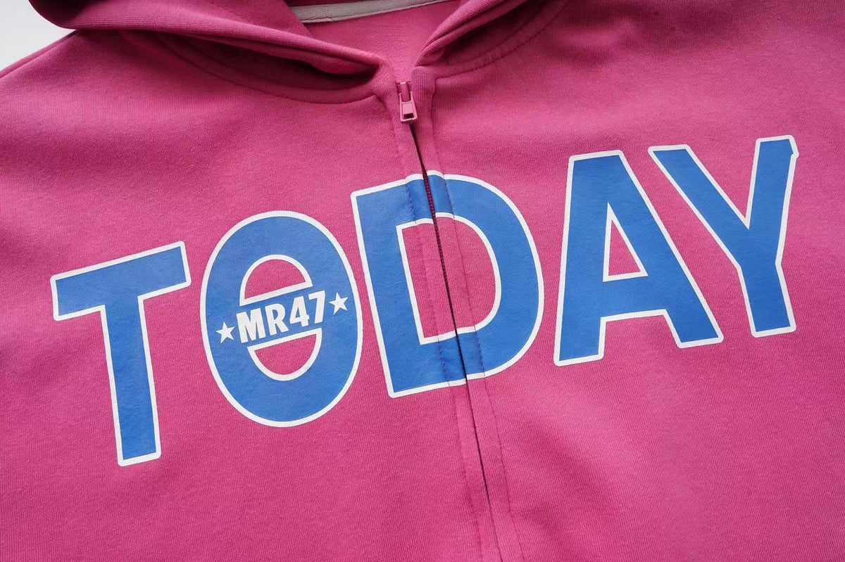 Madxmarx Today Graphic Zip-Up Hoodie