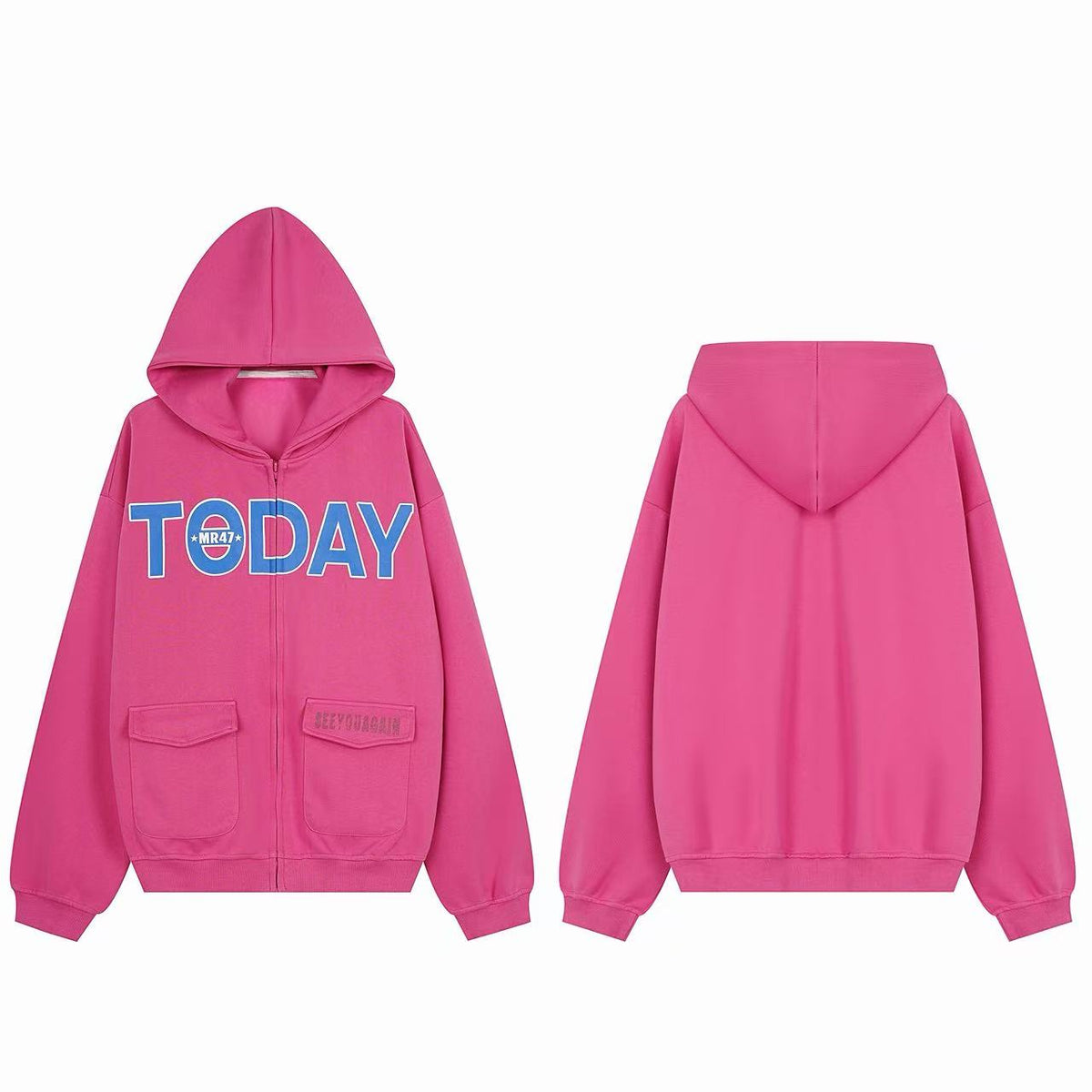 Madxmarx Today Graphic Zip-Up Hoodie