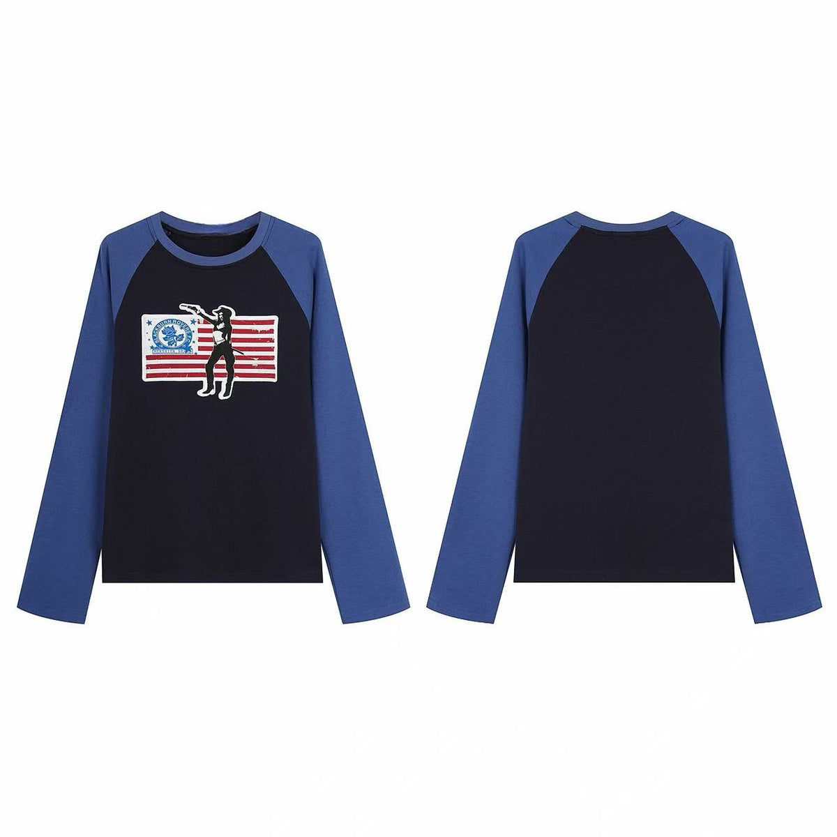 Madxmarx Contrast Raglan Graphic Long Sleeve Tee