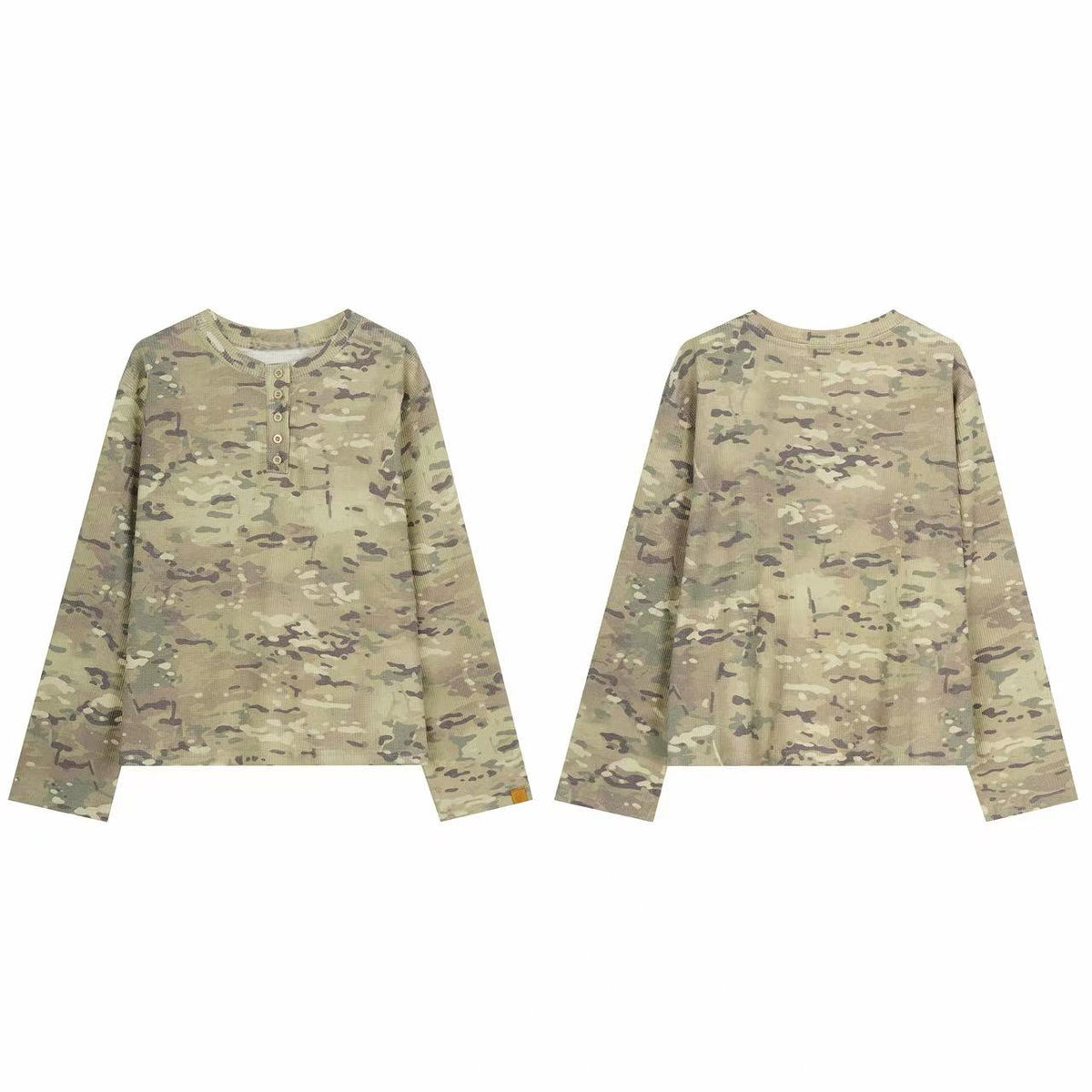 Madxmarx Camo Henley Long Sleeve Tee