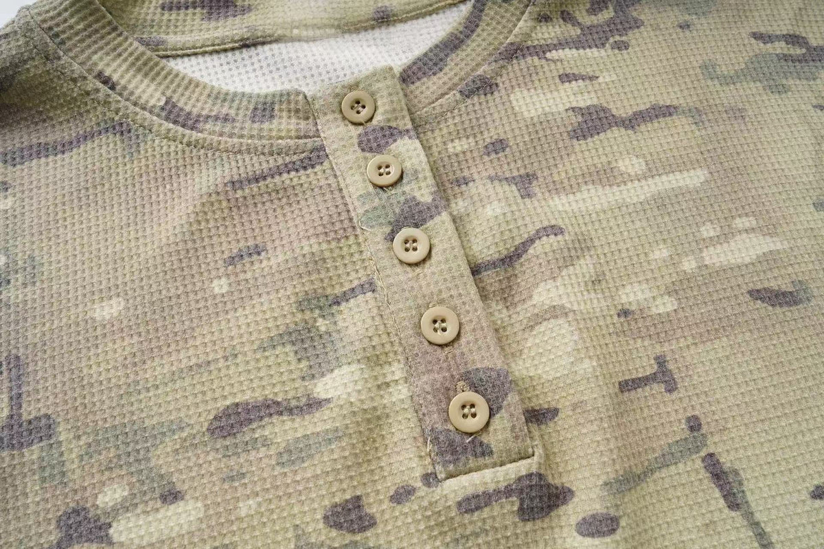 Madxmarx Camo Henley Long Sleeve Tee