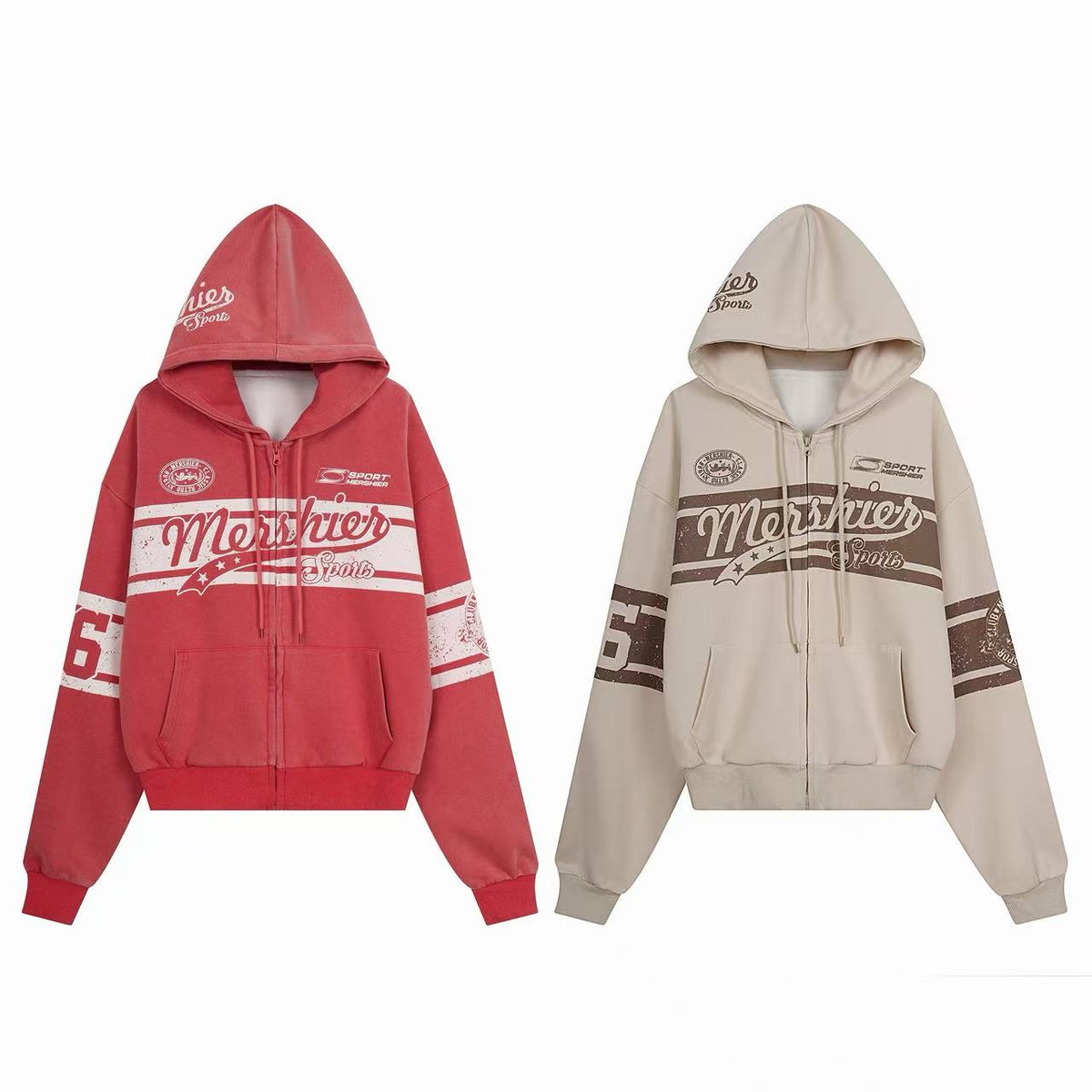 Madxmarx Varsity Graphic Zip-Up Hoodie