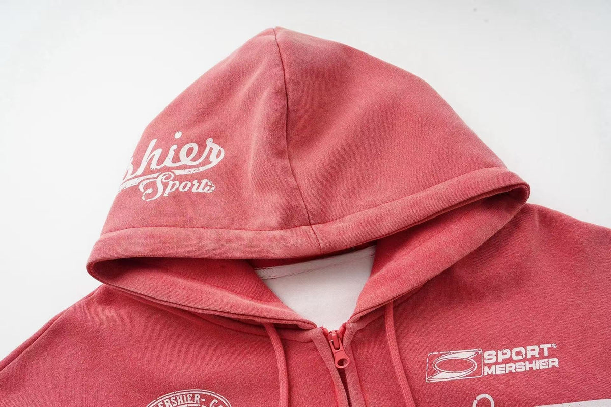 Madxmarx Varsity Graphic Zip-Up Hoodie