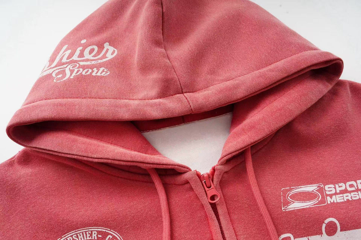 Madxmarx Varsity Graphic Zip-Up Hoodie