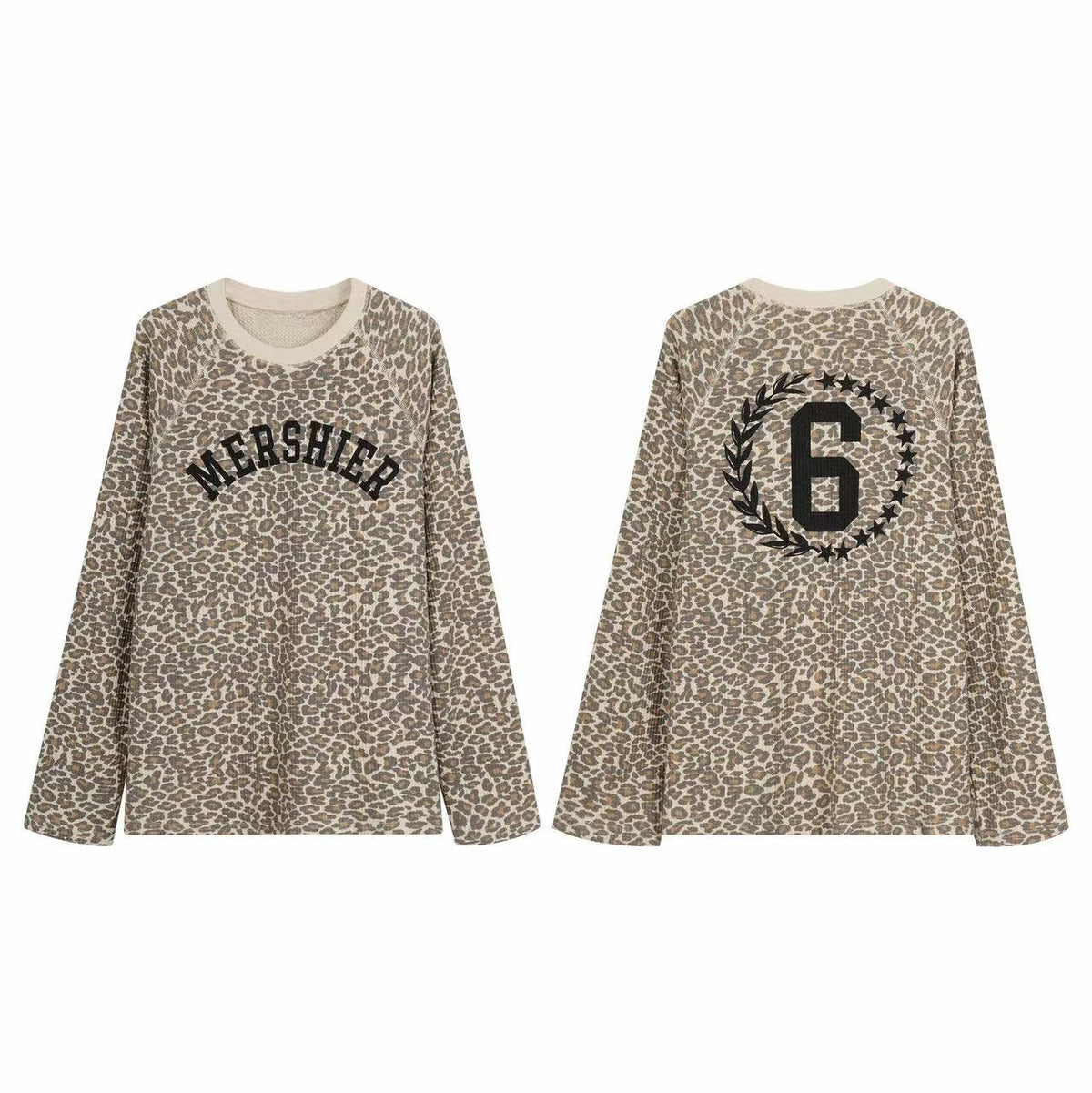 Madxmarx Leopard Varsity Graphic Long Sleeve Tee