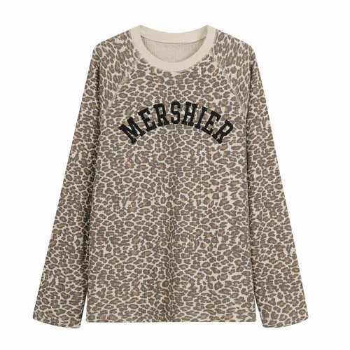 Madxmarx Leopard Varsity Graphic Long Sleeve Tee - M / Leopard