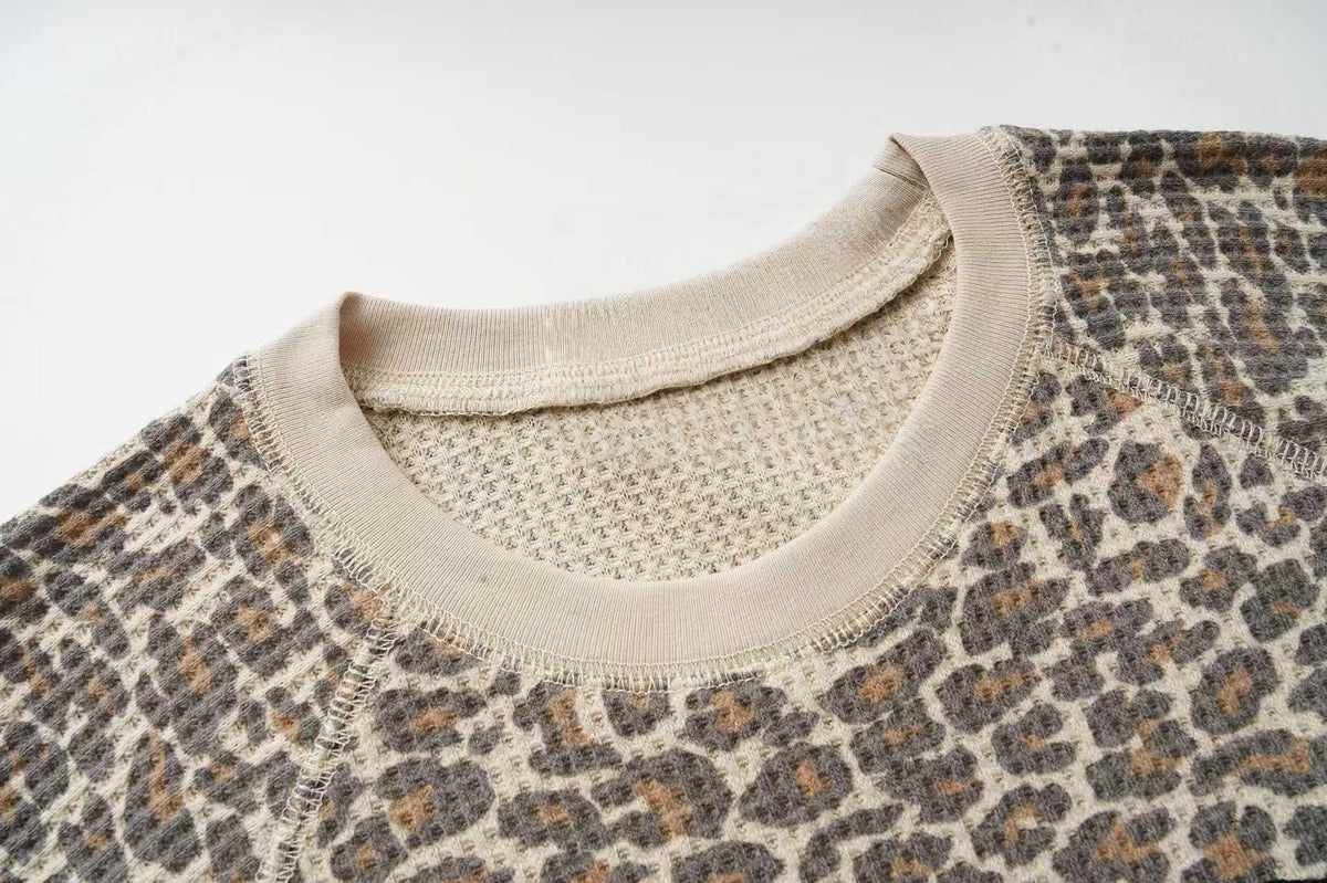 Madxmarx Leopard Varsity Graphic Long Sleeve Tee