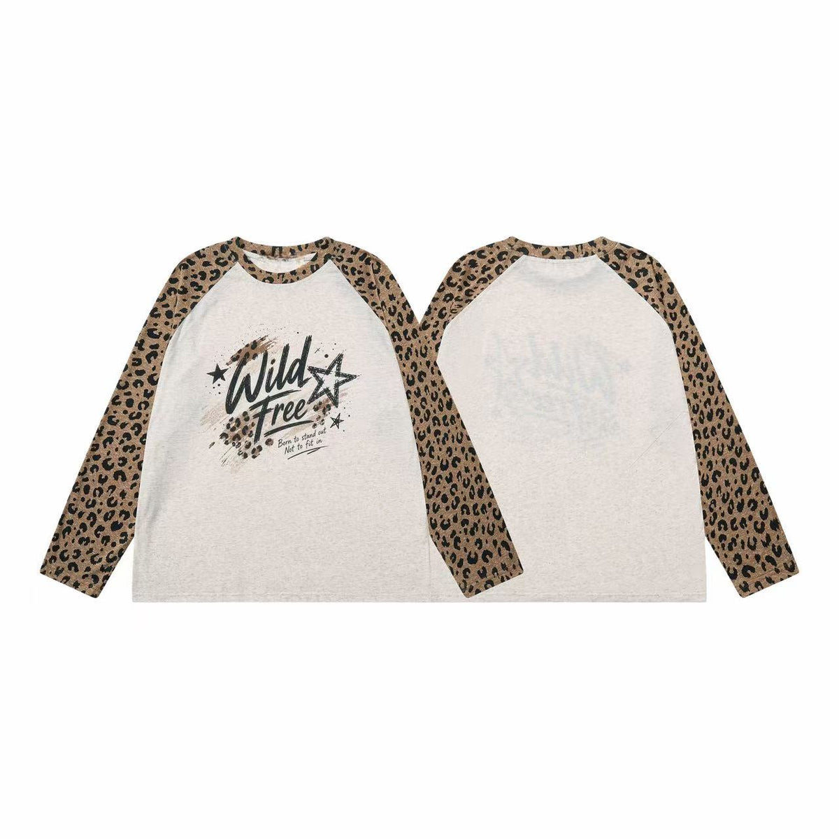 Madxmarx Wild Free Leopard Raglan Long Sleeve Tee