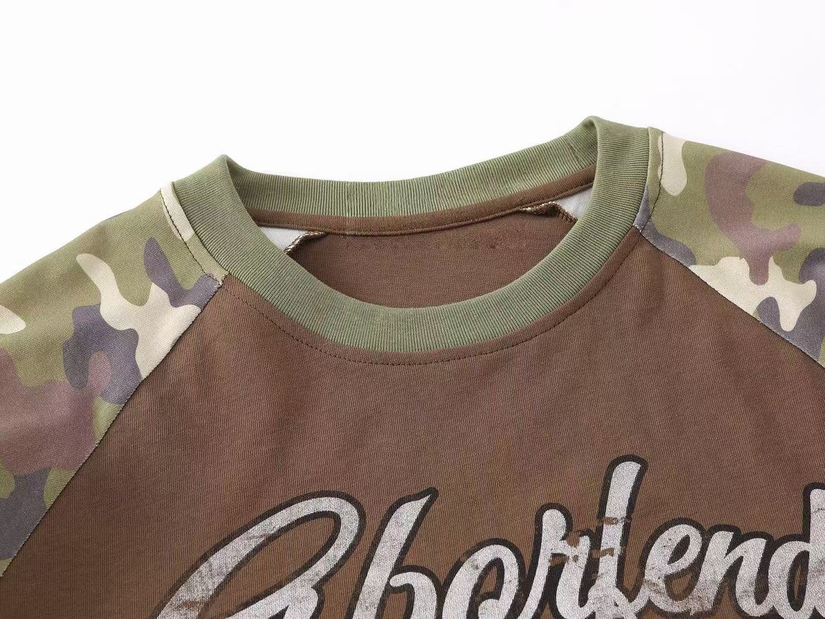 Madxmarx Camo Tongue Raglan Long Sleeve Tee