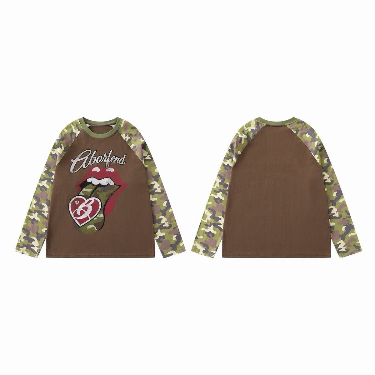 Madxmarx Camo Tongue Raglan Long Sleeve Tee