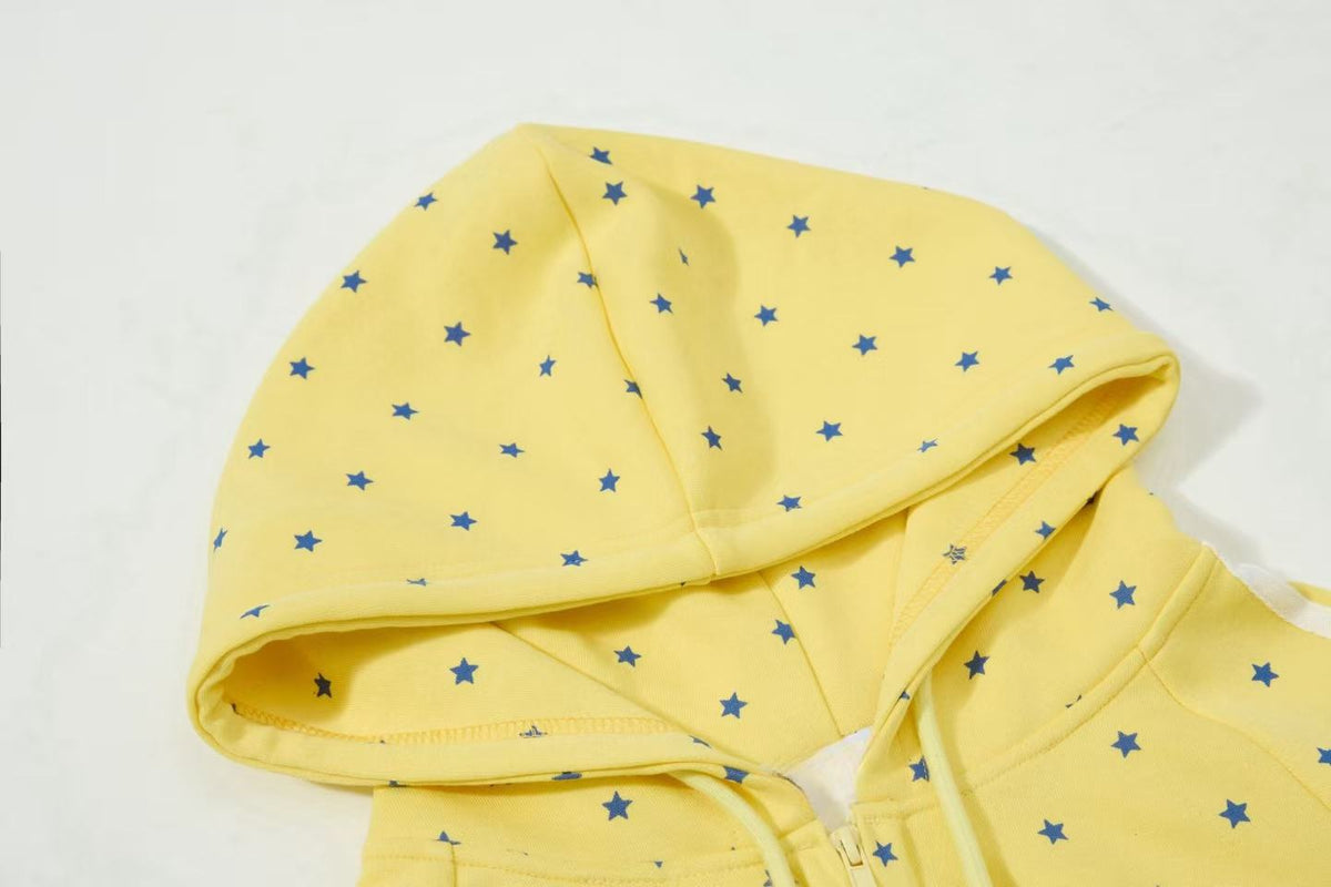 Madxmarx Star Print Varsity Zip-Up Hoodie