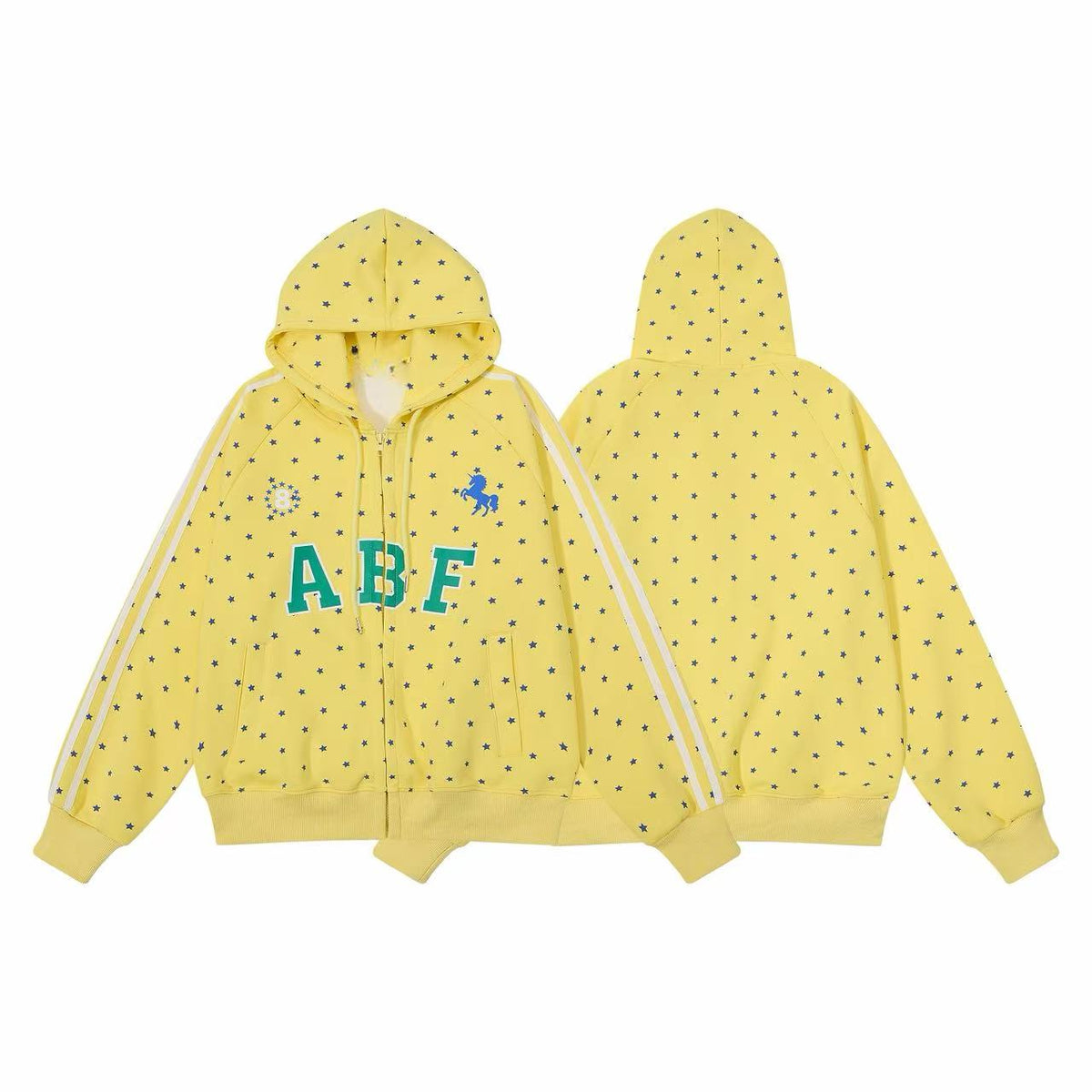 Madxmarx Star Print Varsity Zip-Up Hoodie