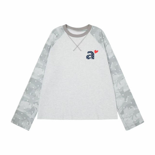 Madxmarx Camo Dot Raglan Long Sleeve Tee - S / Grey
