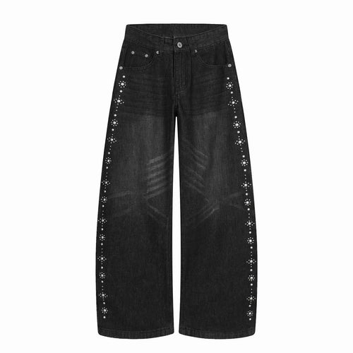Madxmarx Rhinestone Wide-Leg Jeans - XS / Black