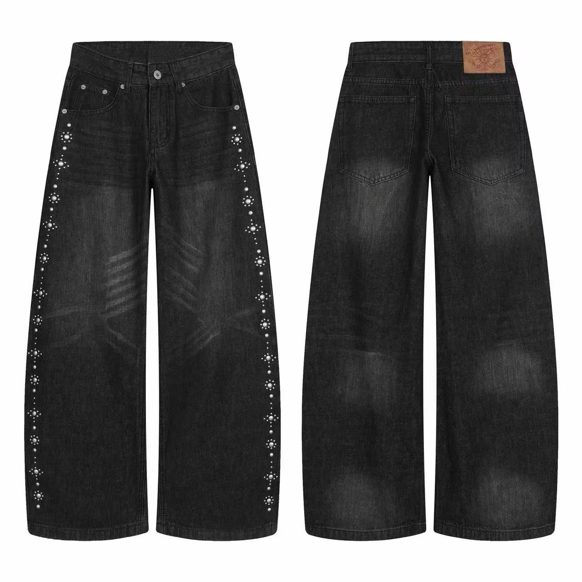 Madxmarx Rhinestone Wide-Leg Jeans