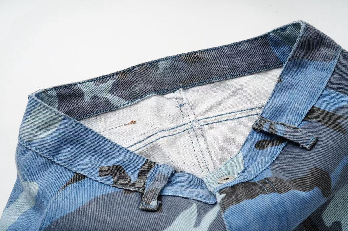 Madxmarx Blue Camo Cargo Pants