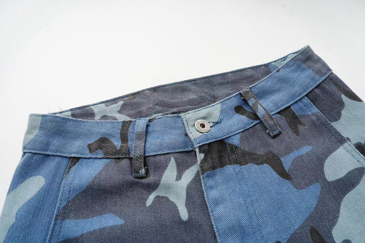Madxmarx Blue Camo Cargo Pants
