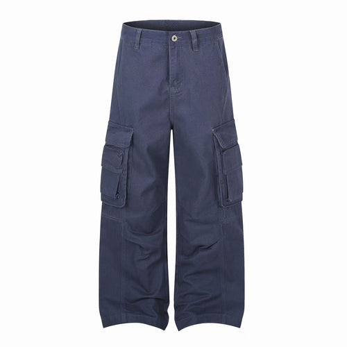 Madxmarx Washed Multi-Pocket Cargo Pants - XS / Navy Blue