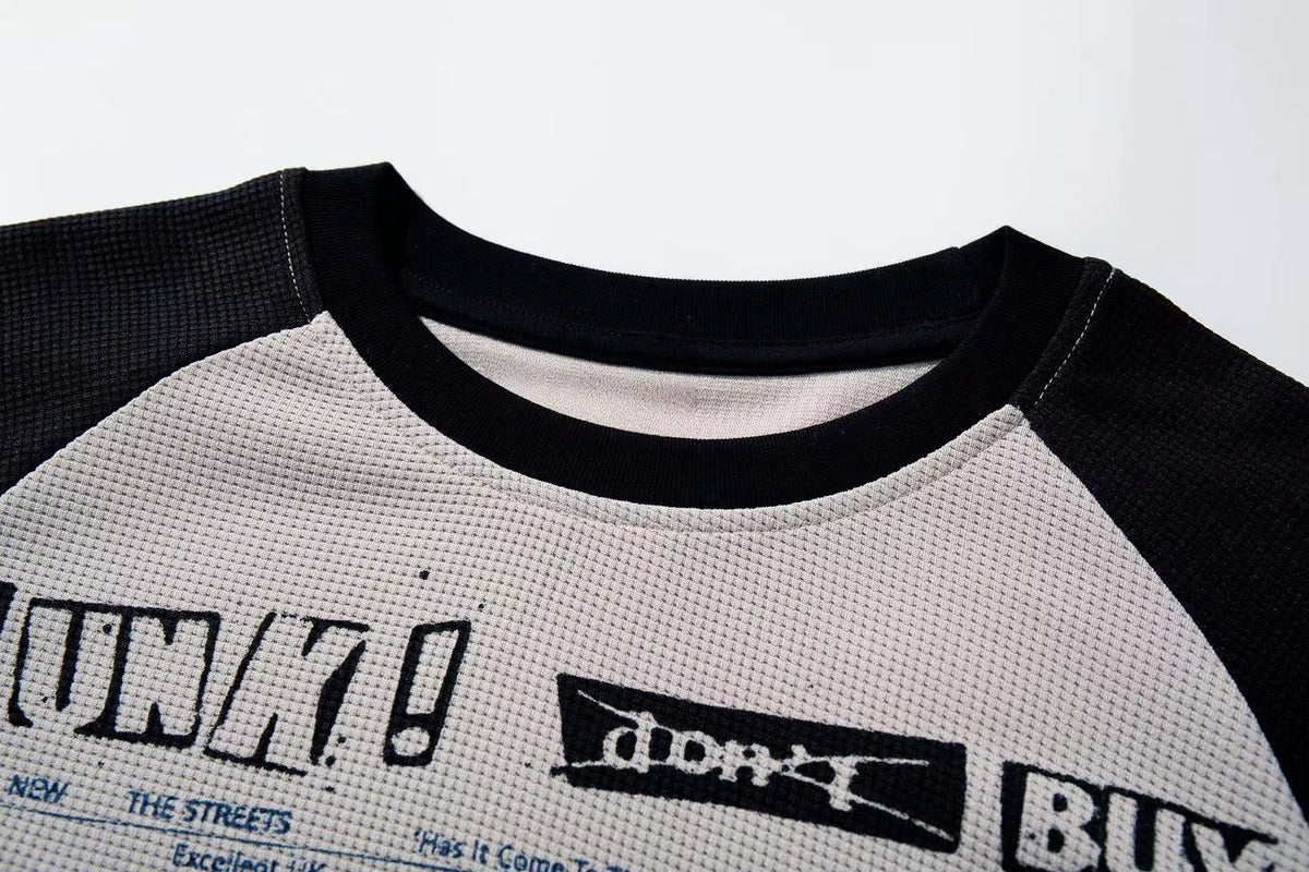 Madxmarx Punk Graphic Raglan Long Sleeve Tee