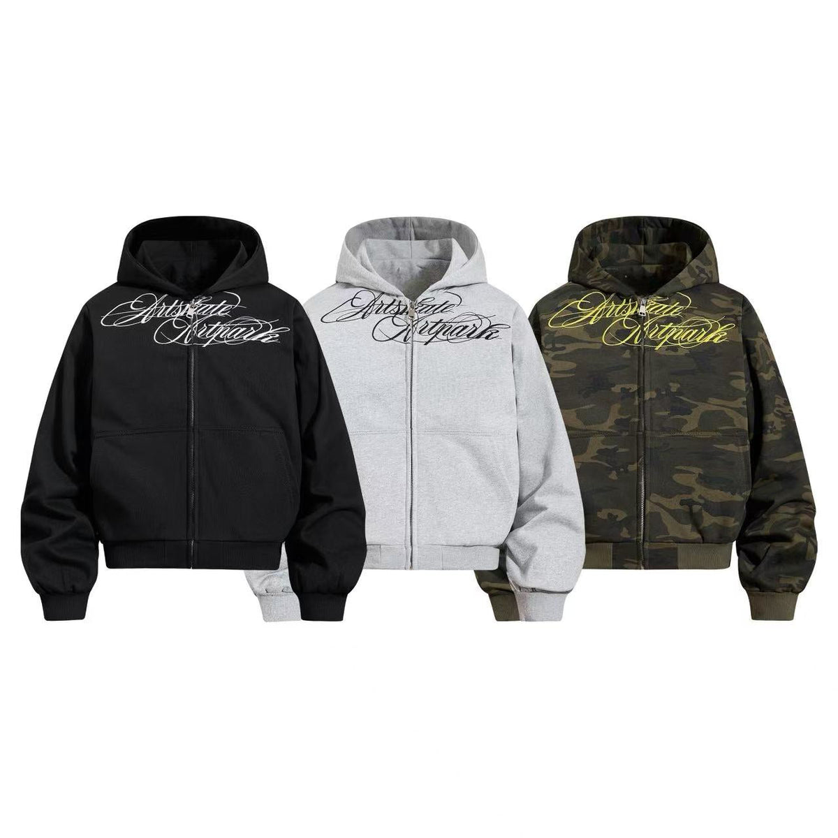 Madxmarx Script Graphic Zip-Up Hoodie
