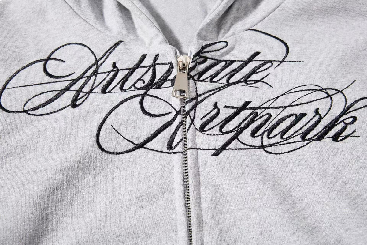 Madxmarx Script Graphic Zip-Up Hoodie