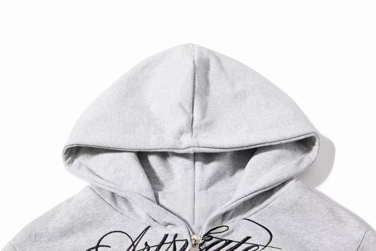 Madxmarx Script Graphic Zip-Up Hoodie