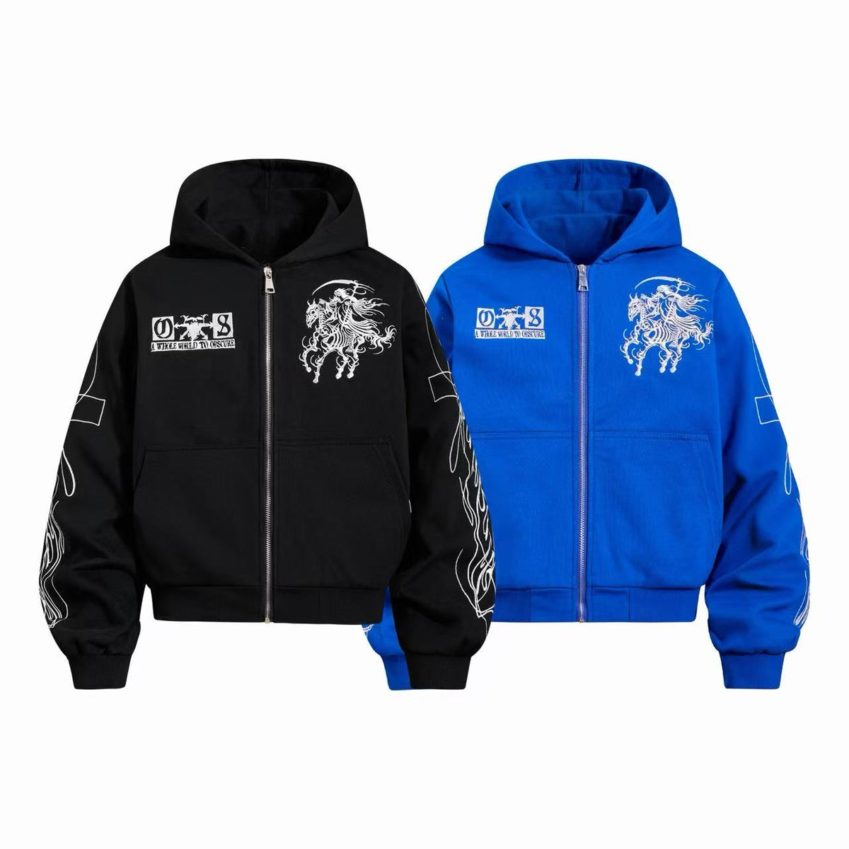 Madxmarx Horse Graphic Zip-Up Hoodie